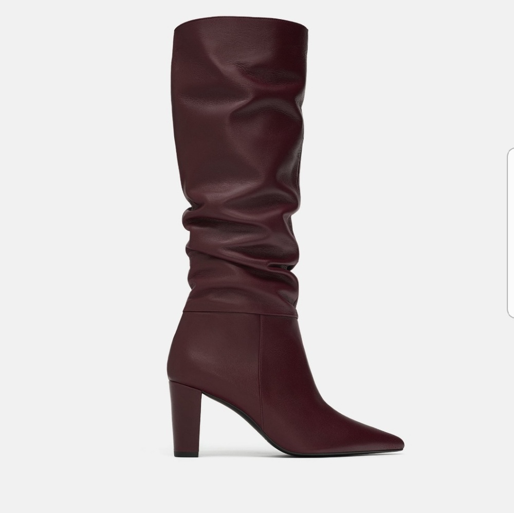 Zara Leather  Heel  boots